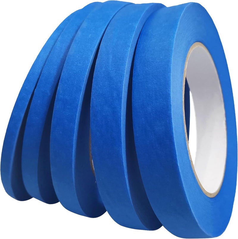 DOAY Blue Painters Tape 1/4" 3/8" 1/2" 5/8" 3/4" x 60 Yard - Multi Size Pack - Multi Surface Use - 5 Rolls - Image 1